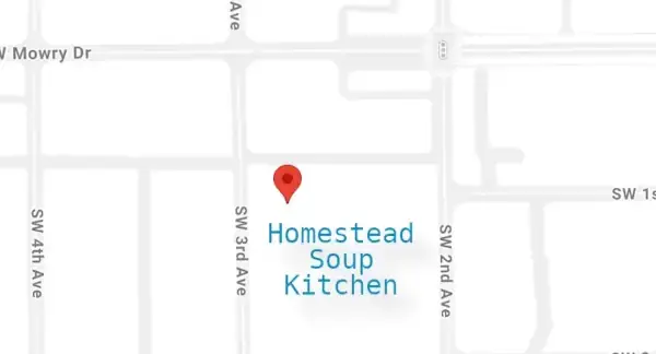Map to Homestead Soup Kitchen, 105 SW 3rd Ave, Homestead FL 33030